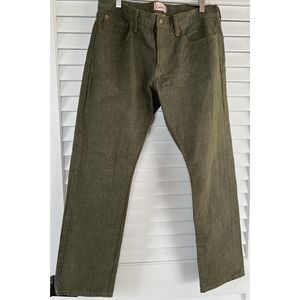 Lands' End Mens CANVAS Jeans Olive Green Size 34 EUC